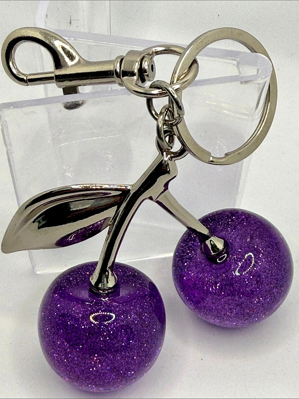 Purple Cherry Keychain Key Ring
